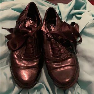 Shiny Black Ribbon Loafers